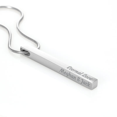 Engraved 4-Sided Stick Necklace