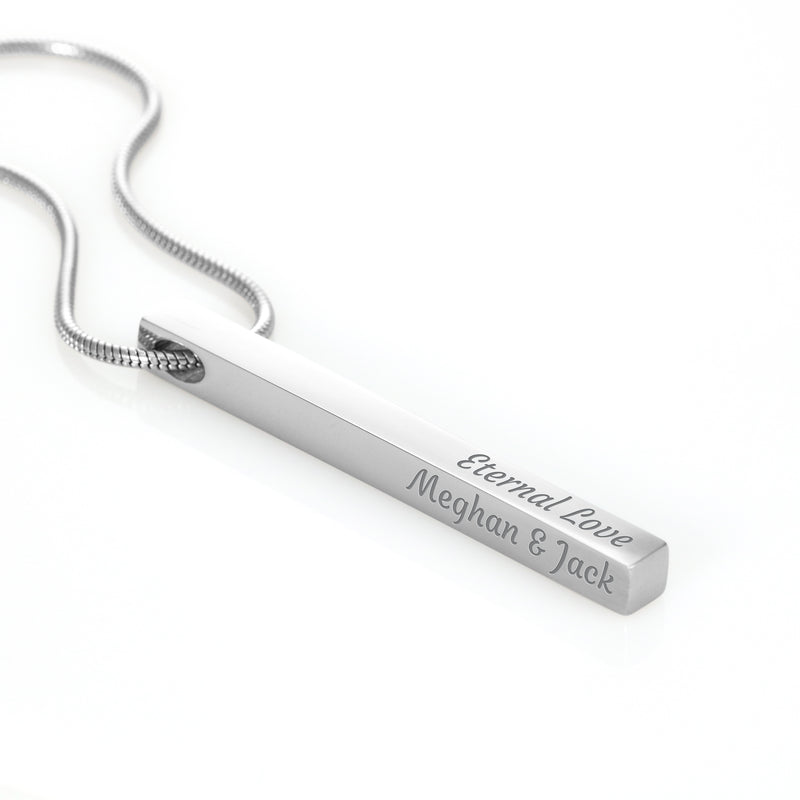 Engraved 4-Sided Stick Necklace