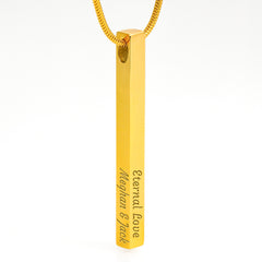Engraved 4-Sided Stick Necklace