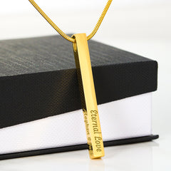 Engraved 4-Sided Stick Necklace