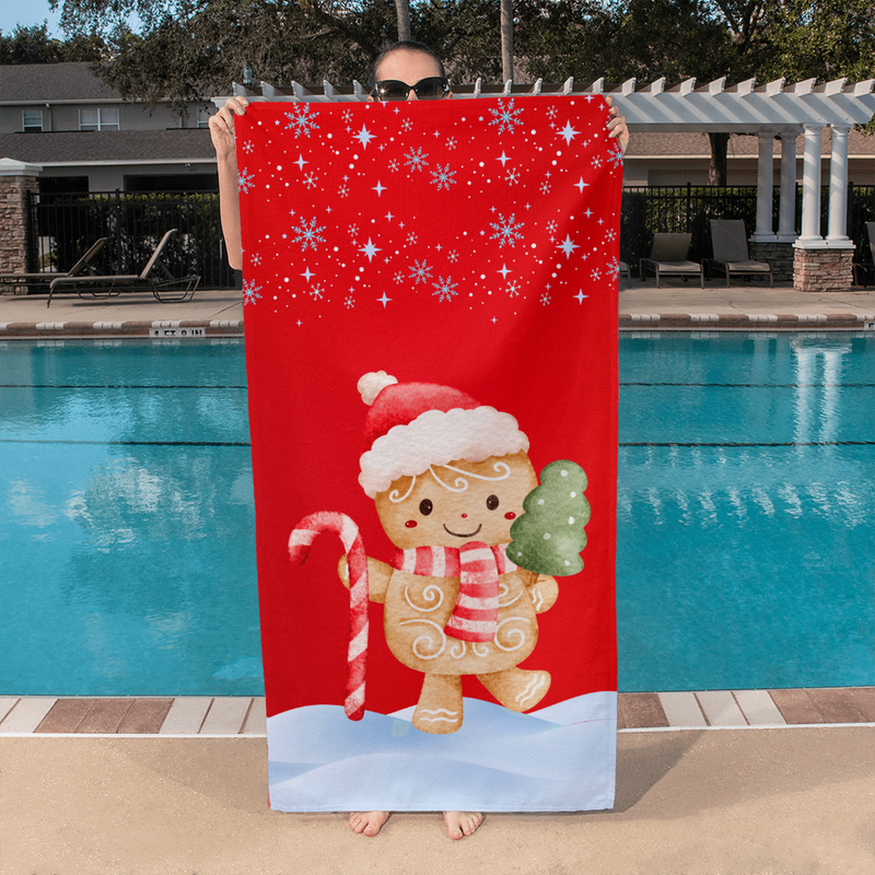 Gingerbread Candy Cane Christmas Bath Towel – Soft, Breathable Holiday Towel for Cozy Seasonal Gifting