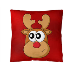 Funny Red Christmas Cushion – Reversible Reindeer & Melting Snowman Pillow Festive Indoor/Outdoor Holiday Décor
