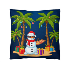 Fun Tropical Christmas Pillow – Beach Santa & Holiday Snowman | Reversible Waterproof Decoration for Home & Garden