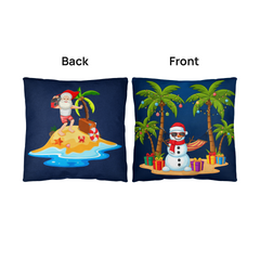 Fun Tropical Christmas Pillow – Beach Santa & Holiday Snowman | Reversible Waterproof Decoration for Home & Garden