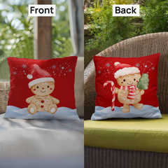 2-Sided Gingerbread Christmas Pillow – Festive Indoor/Outdoor Cushion for Holiday Cozy Vibes