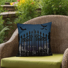 Haunted Night at the Cemetery Double-Sided Halloween Throw Pillow
