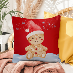 2-Sided Gingerbread Christmas Pillow – Festive Indoor/Outdoor Cushion for Holiday Cozy Vibes