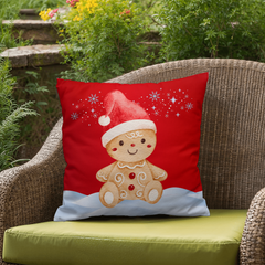 2-Sided Gingerbread Christmas Pillow – Festive Indoor/Outdoor Cushion for Holiday Cozy Vibes