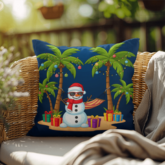 Fun Tropical Christmas Pillow – Beach Santa & Holiday Snowman | Reversible Waterproof Decoration for Home & Garden