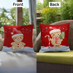 2-Sided Gingerbread Christmas Pillow – Festive Indoor/Outdoor Cushion for Holiday Cozy Vibes