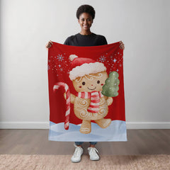Gingerbread Candy Cane Christmas Blanket – Ultra Soft Mink-Touch Holiday Fleece for Cozy Winter Nights