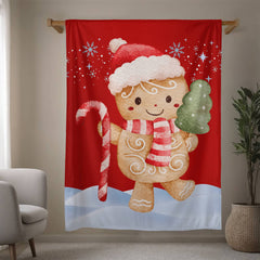 Gingerbread Candy Cane Christmas Blanket – Ultra Soft Mink-Touch Holiday Fleece for Cozy Winter Nights