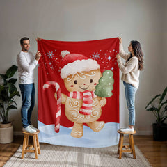 Gingerbread Candy Cane Christmas Blanket – Ultra Soft Mink-Touch Holiday Fleece for Cozy Winter Nights