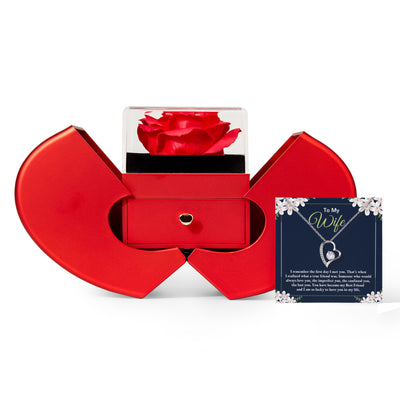Forever Love Necklace & Eternal Rose Heart Box Gift Set – Elegant Keepsake for Anniversaries, Birthdays & Special Occasions